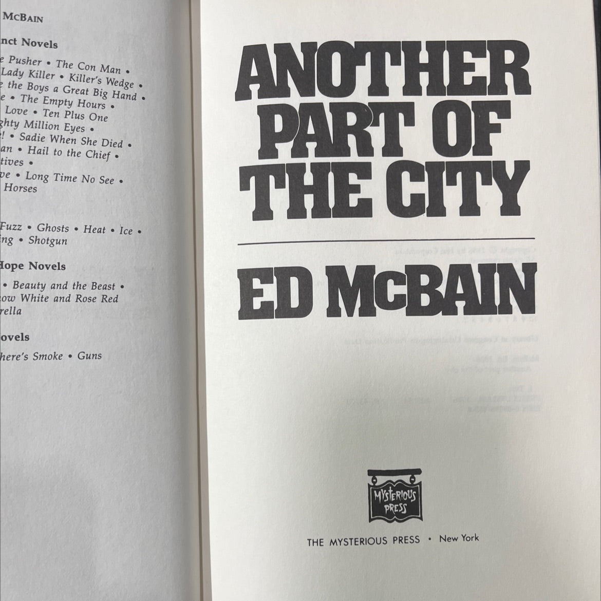 another part of the city book, by Ed McBain, 1986 Hardcover image 2