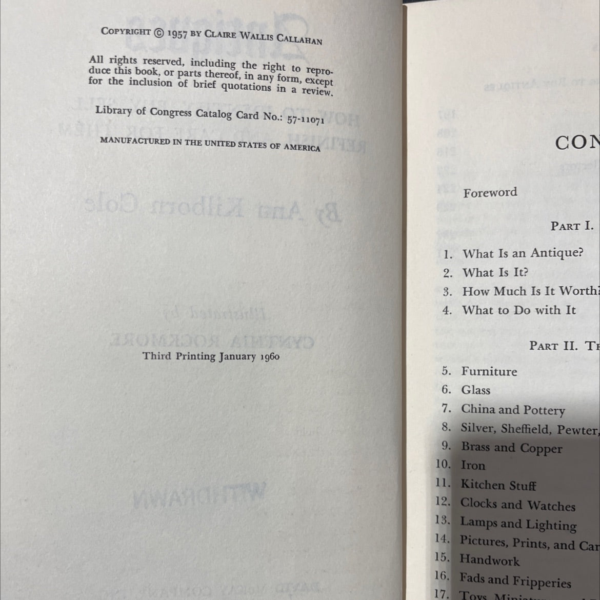 antiques and how to identify, buy, sell, refinish, and care for them book, by ann kilborn cole, 1960 Hardcover image 3