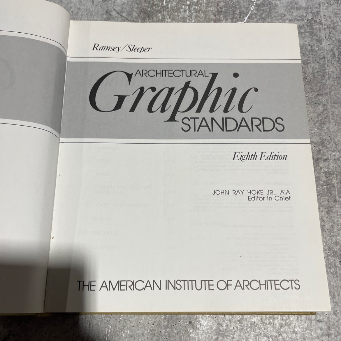architectural graphic standards book, by john ray hoke jr., 1988 Hardcover image 2