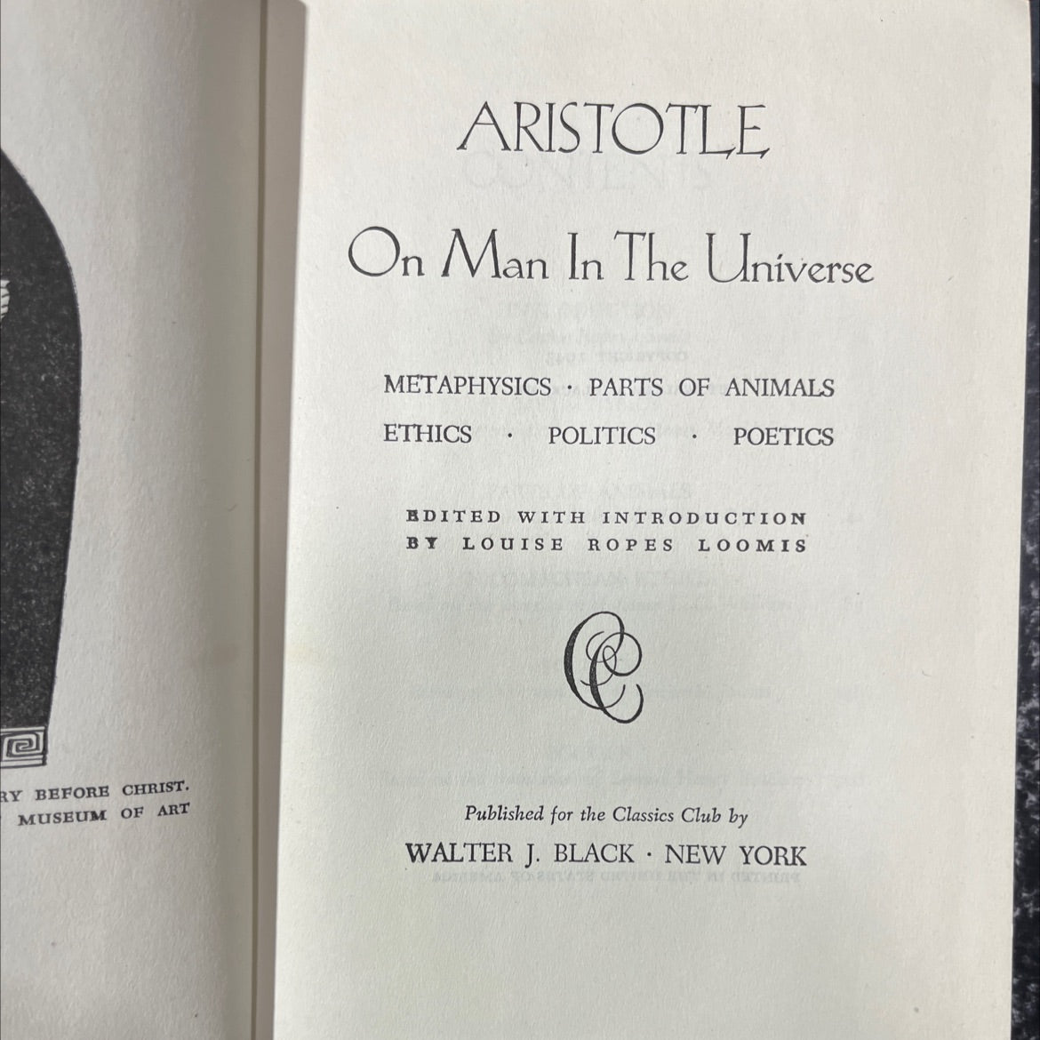 aristotle on man in the universe metaphysics parts of animals ethics politics poetics book, by aristotle, 1943 Hardcover image 2