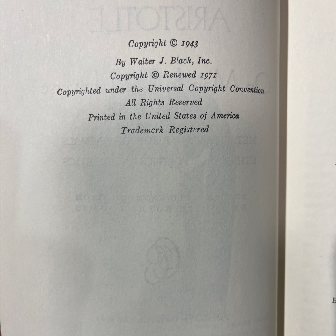 aristotle on man in the universe metaphysics parts of animals ethics politics poetics book, by aristotle, 1971 Hardcover image 3
