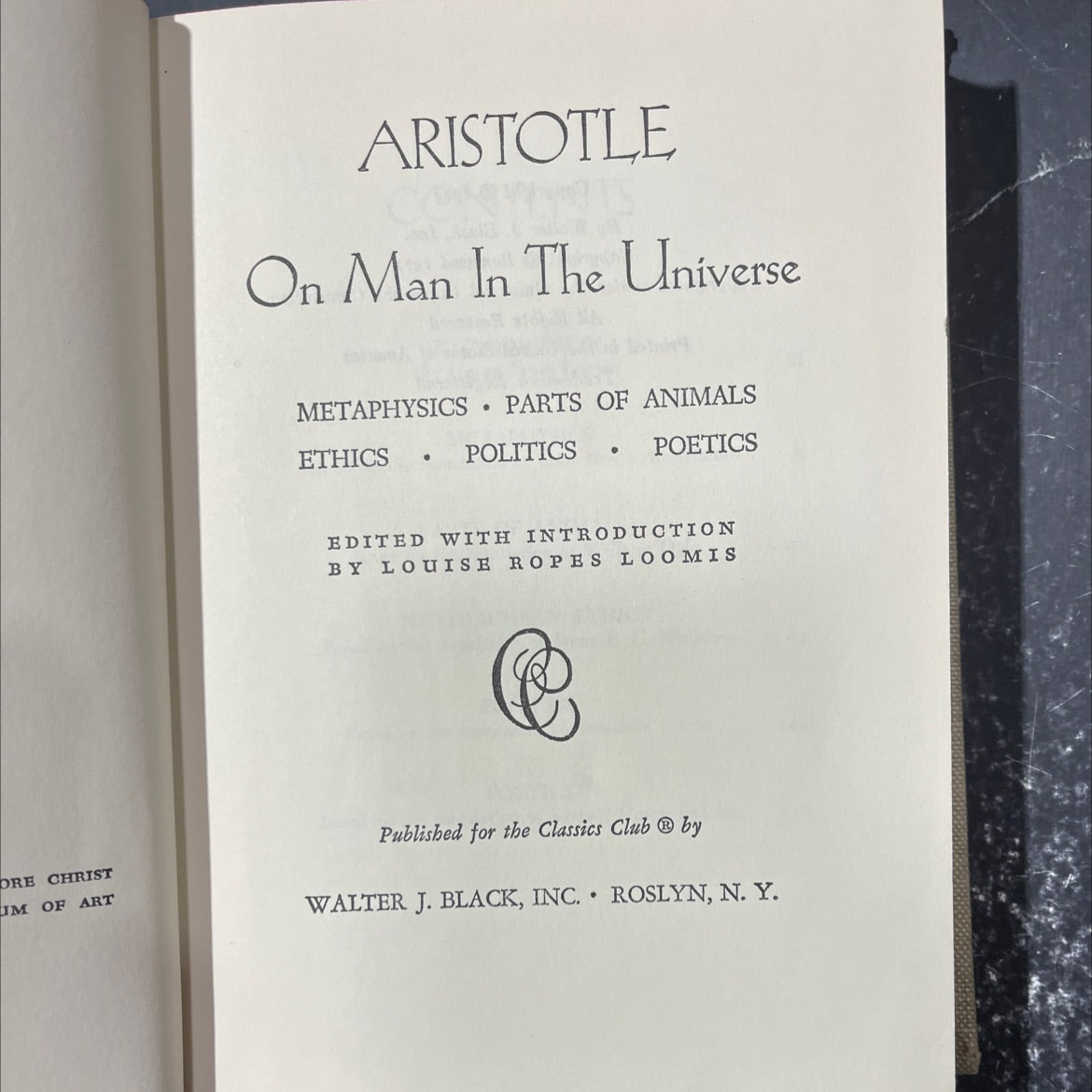 aristotle on man in the universe metaphysics parts of animals ethics politics poetics book, by aristotle, 1971 Hardcover image 2