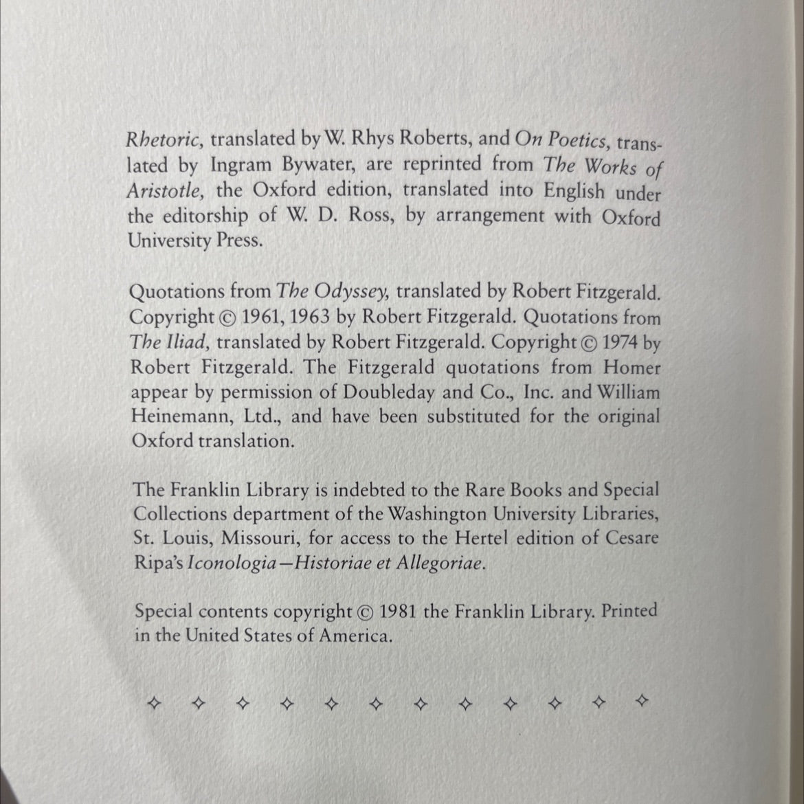 aristotle rhetoric and on poetics book, by aristotle, 1981 Leather image 3