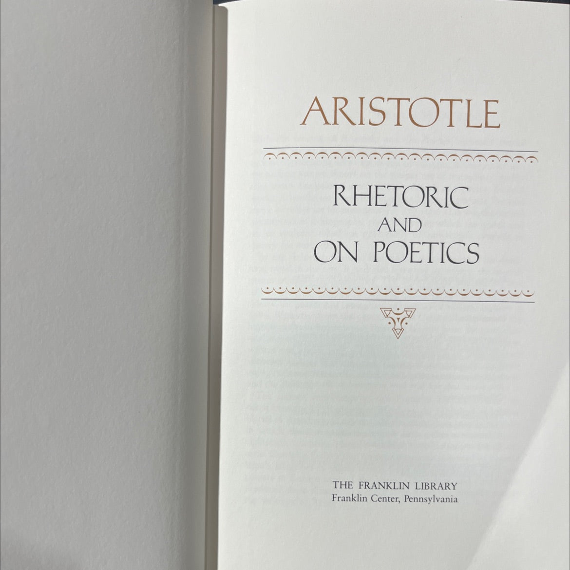 aristotle rhetoric and on poetics book, by aristotle, 1981 Leather image 2