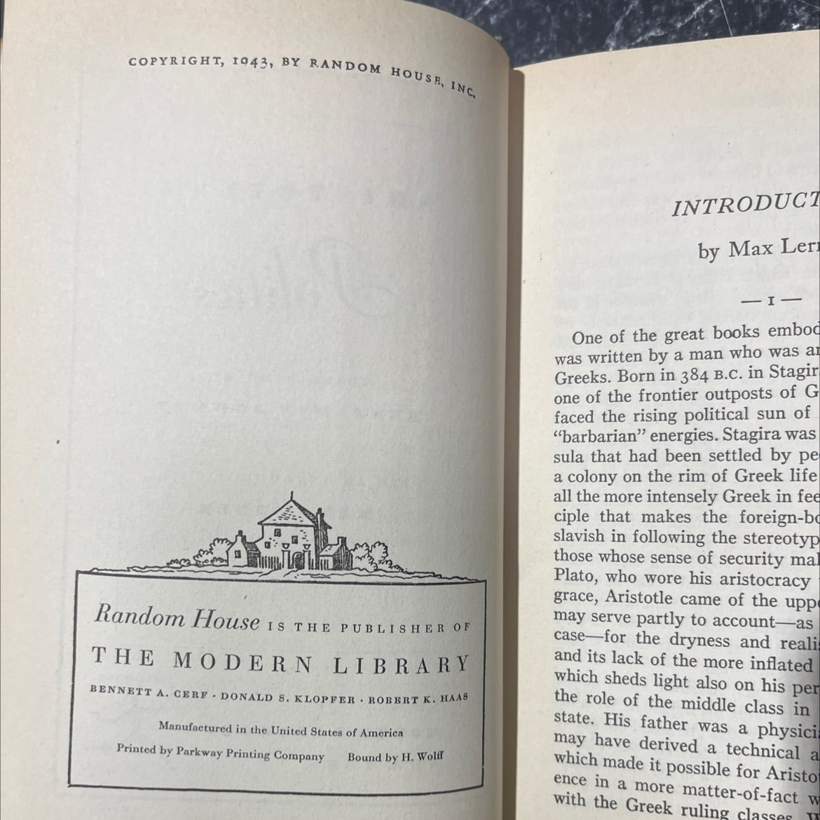 aristotle's politics book, by aristotle, 1943 Hardcover image 3