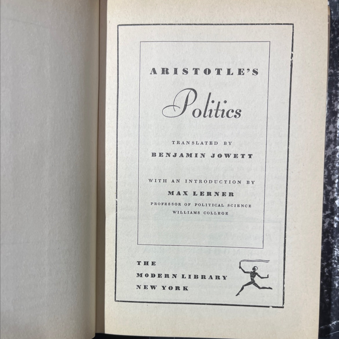 aristotle's politics book, by aristotle, 1943 Hardcover image 2
