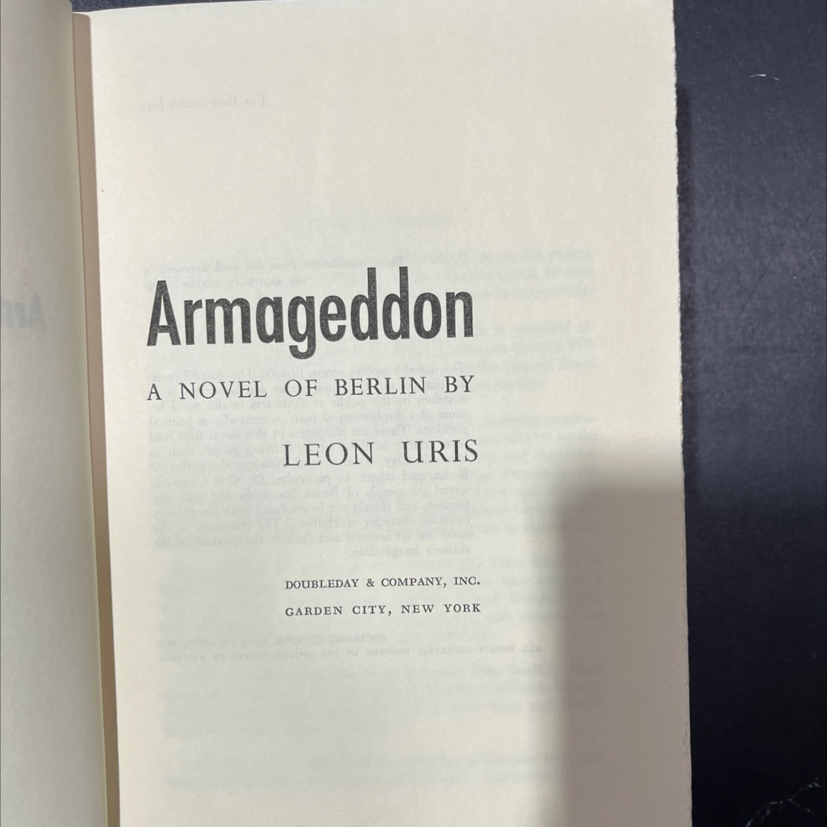armageddon a novel of berlin book, by leon uris, 1964 Hardcover image 2