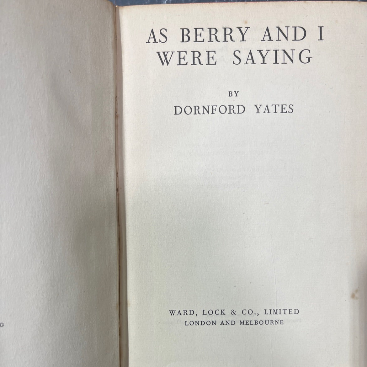 as berry and i were saying book, by dornford yates, 1953 Hardcover image 2