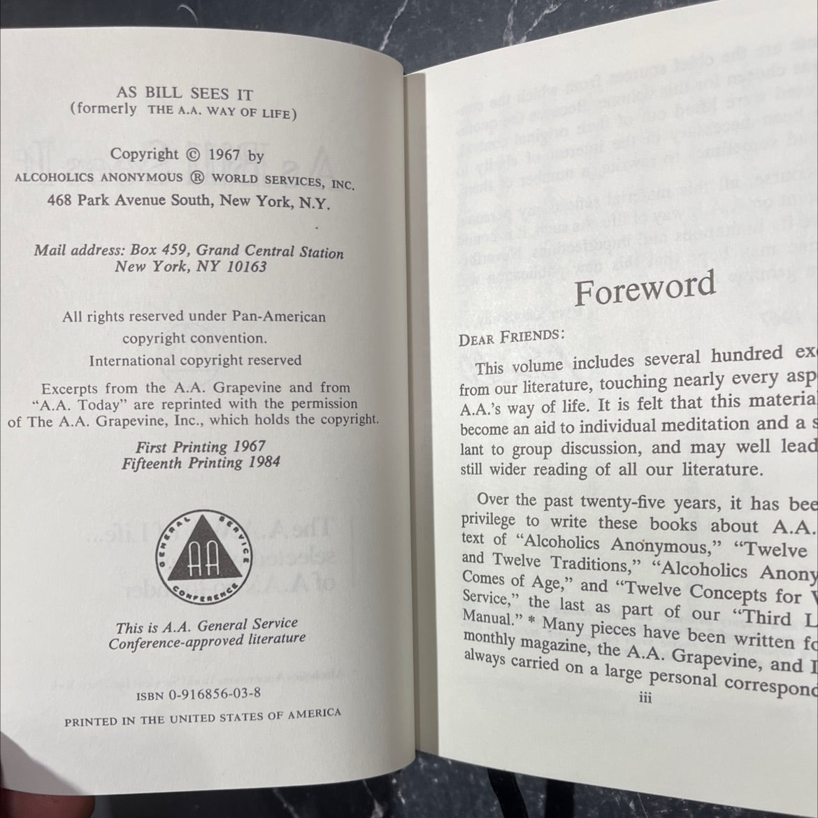 as bill sees it book, by bill w., 1984 Hardcover image 3