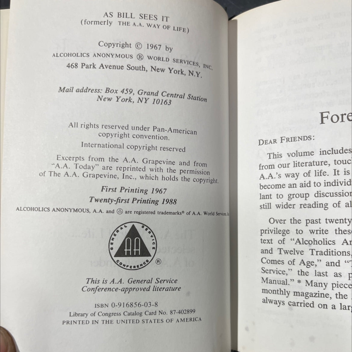 as bill sees it book, by bill wilson, 1988 Hardcover image 3