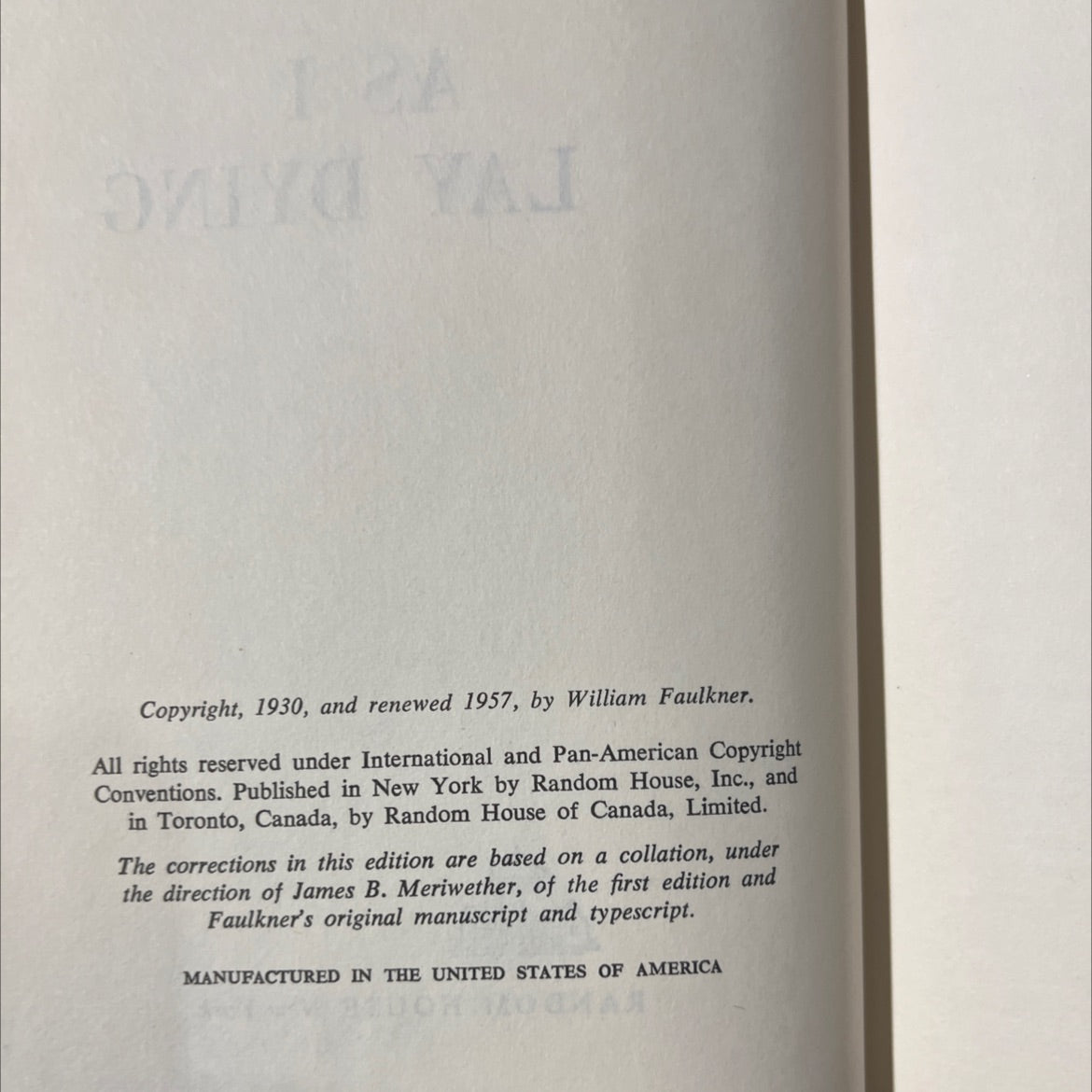 as i lay dying book, by William Faulkner, 1957 Hardcover image 3