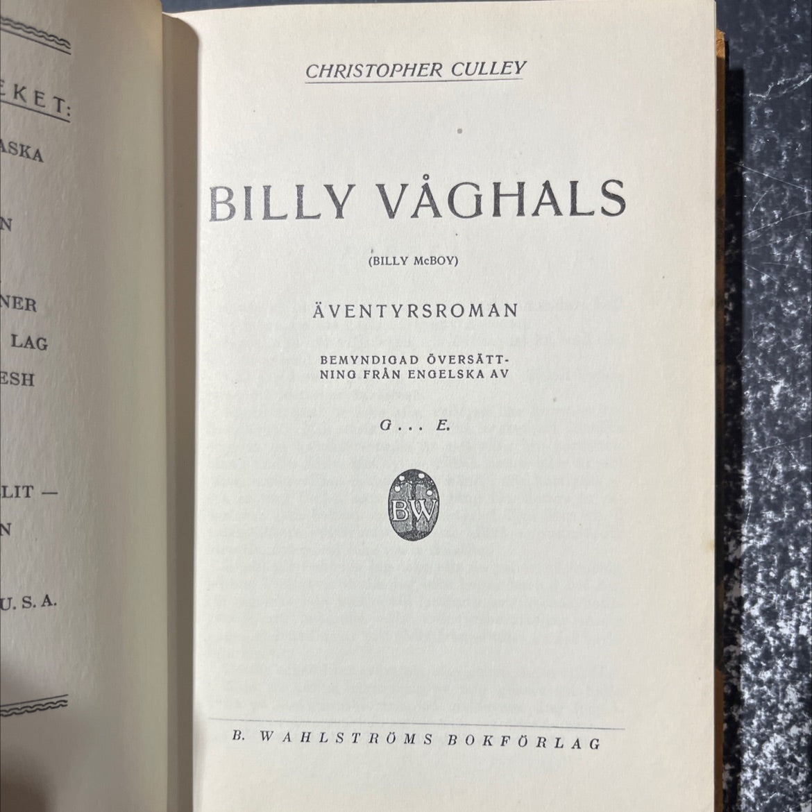 ask a billy våghals (billy mcboy) adventure novel book, by christopher culley ket, 1936 Leather image 2