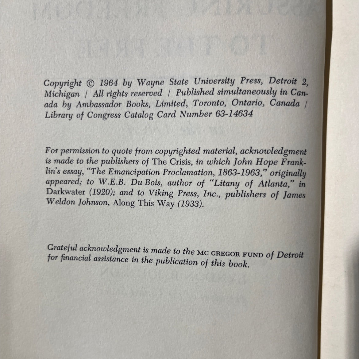 assuring freedom to the free a century of emancipation in the usa book, by arnold m. rose, 1964 Hardcover image 3