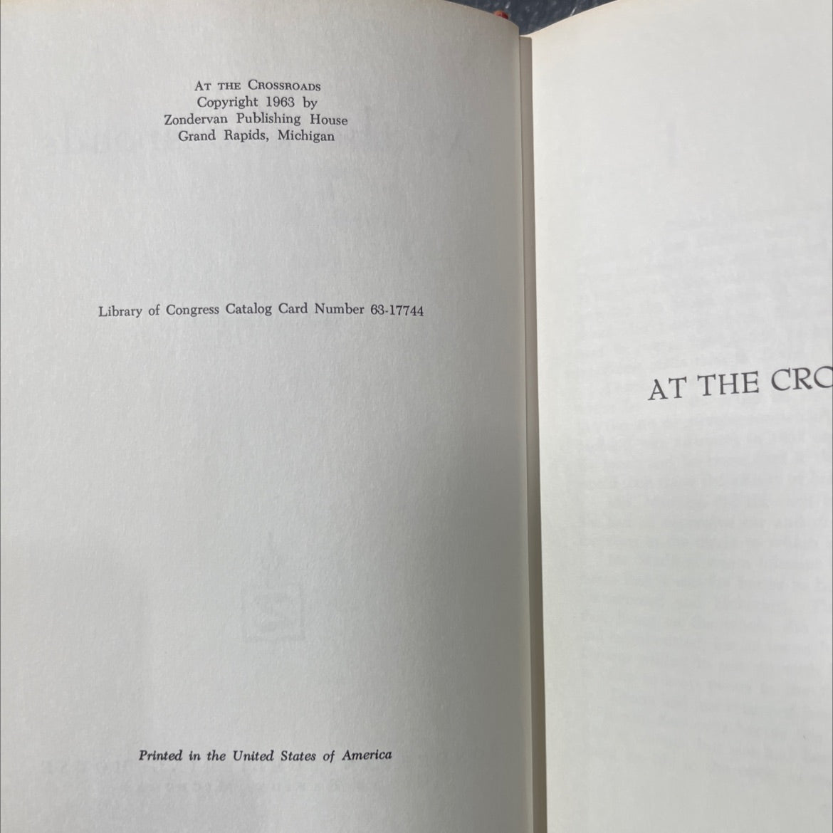 at the crossroads book, by sallie lee bell, 1963 Hardcover image 3