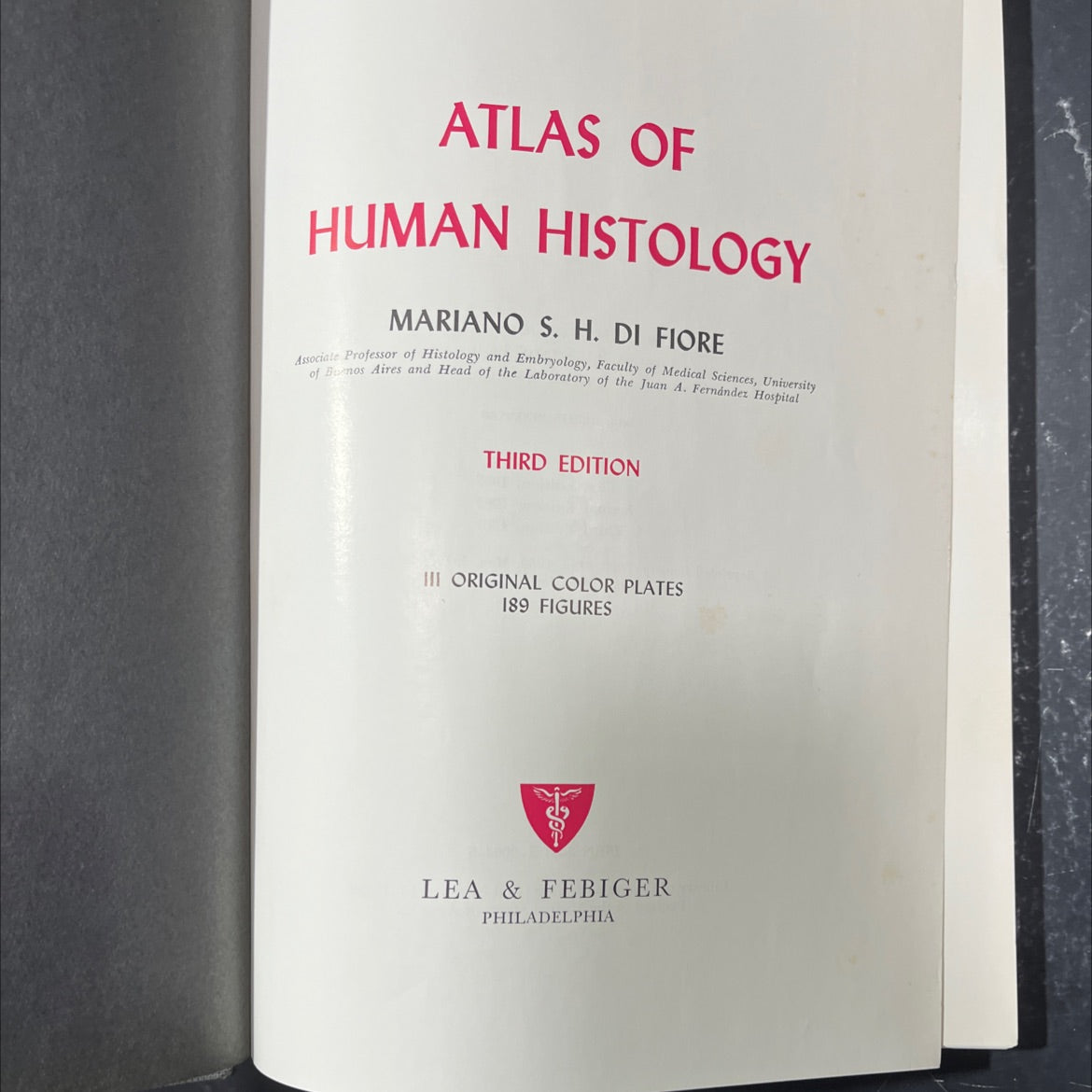 atlas of human histology book, by mariano s. h. di fiore, 1970 Hardcover image 2