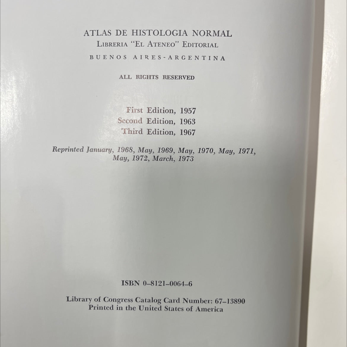 atlas of human histology book, by mariano s. h. di fiore, 1970 Hardcover image 3