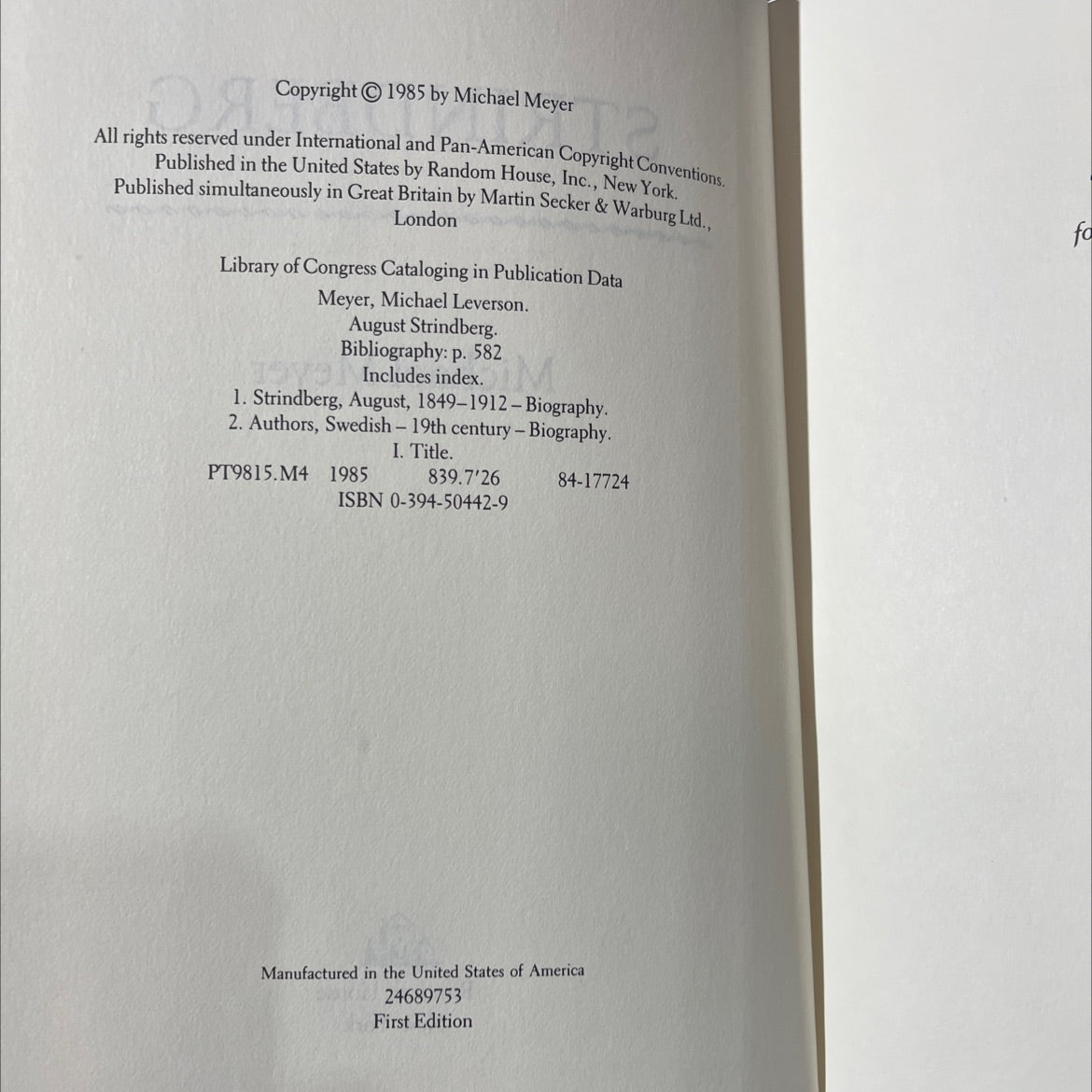 august strindberg book, by Michael Meyer, 1985 Hardcover image 3