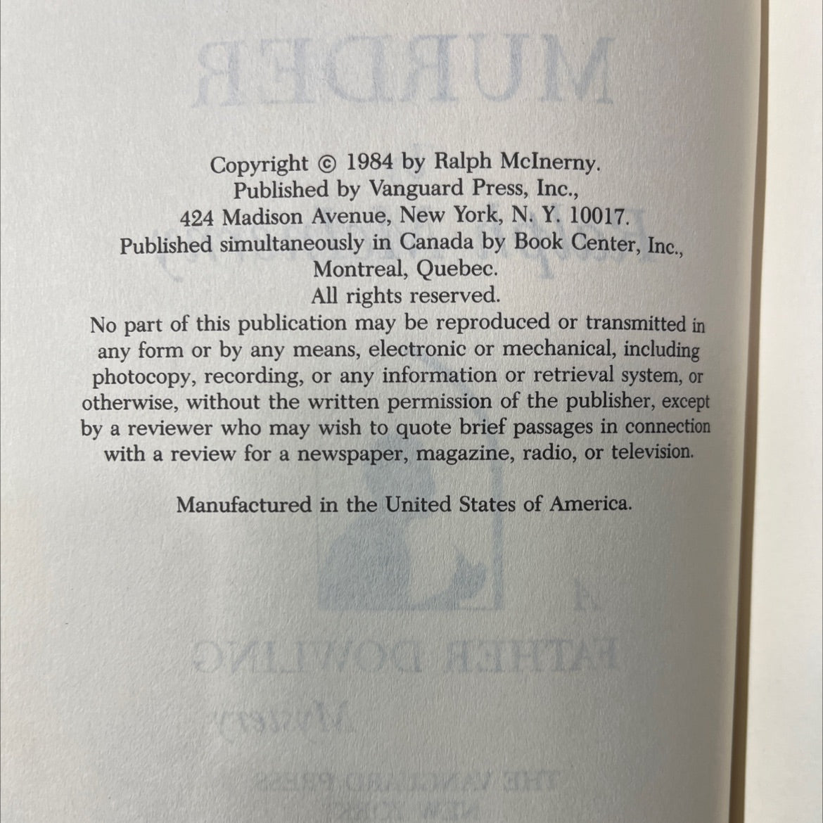 aum getting away with murder book, by ralph mcinerney, 1984 Hardcover image 3