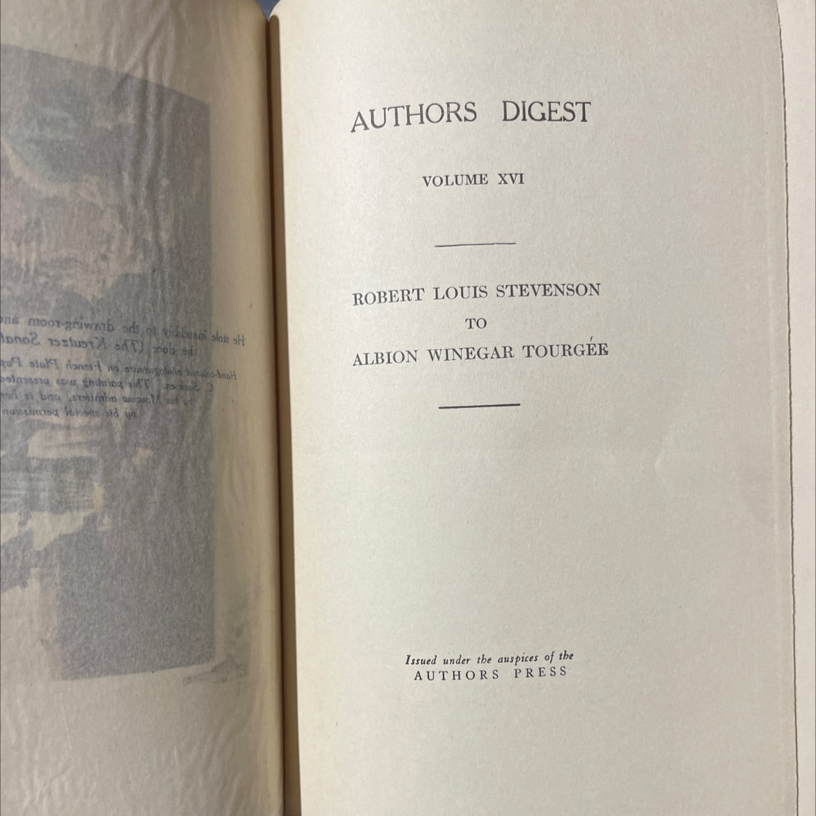 authors digest volume xvi book, by robert louis stevenson, albion winegar tougée, 1908 Hardcover image 2