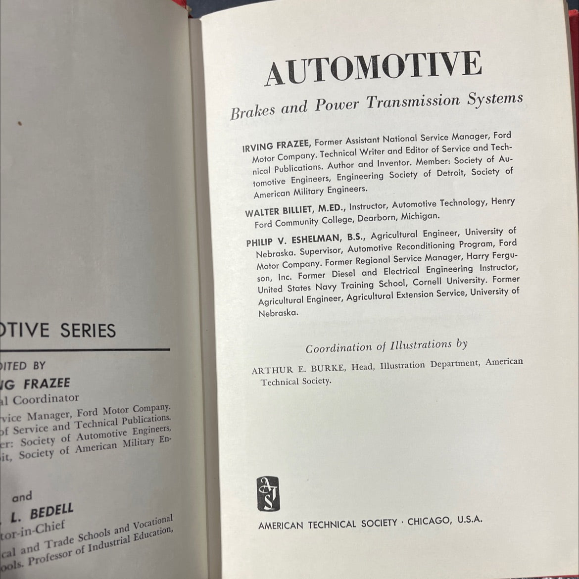 automotive brakes and power transmission systems book, by irving frazee, walter billiet, philip v. eshelman, 1970 image 2