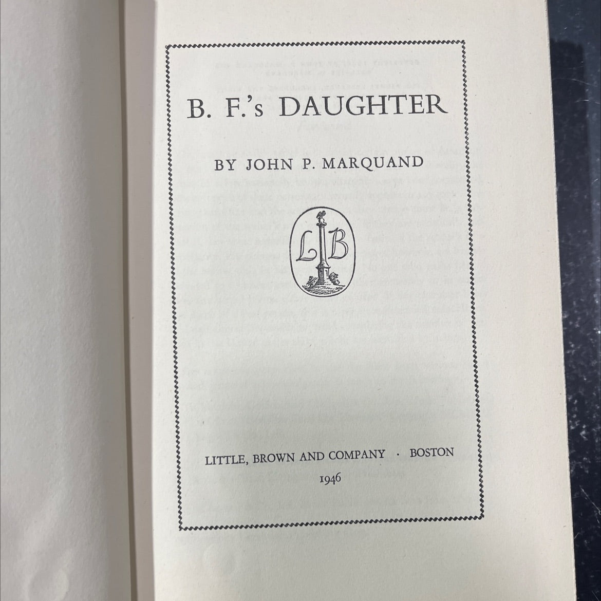 b. f.'s daughter book, by john p. marquand, 1946 Hardcover image 2