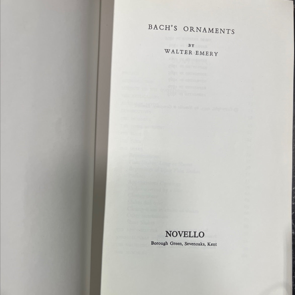 bach's ornaments book, by walter emery, 1970 Hardcover image 2