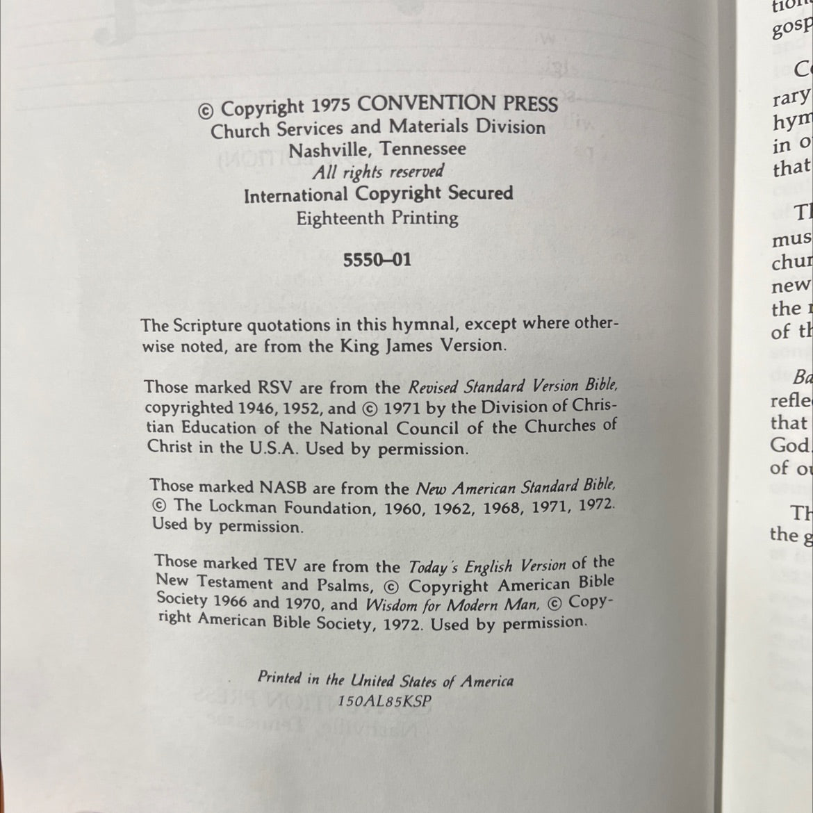 baptist hymnal book, by unknown, 1975 Hardcover image 3