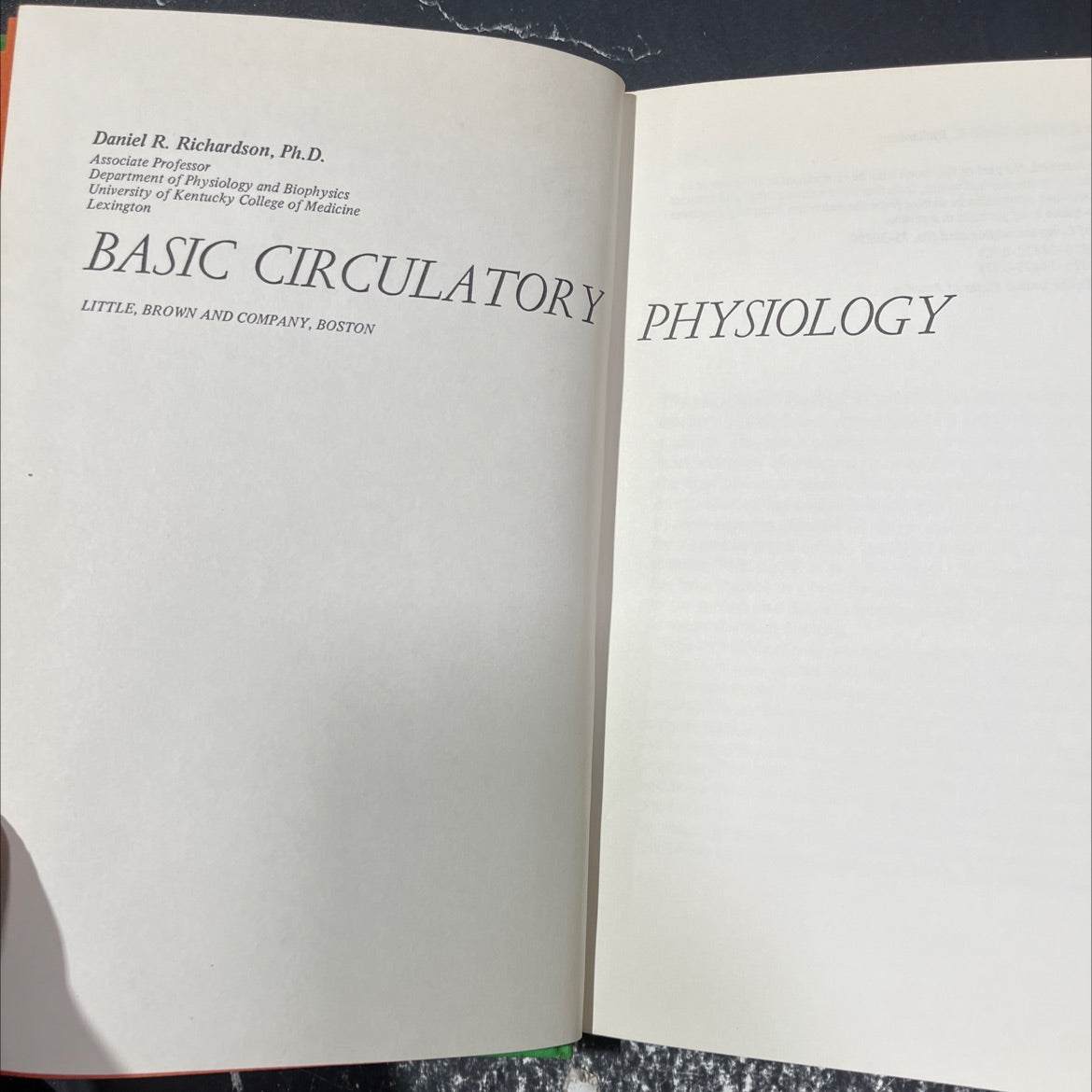 basic circulatory physiology book, by Daniel R. Richardson, 1976 Hardcover image 2