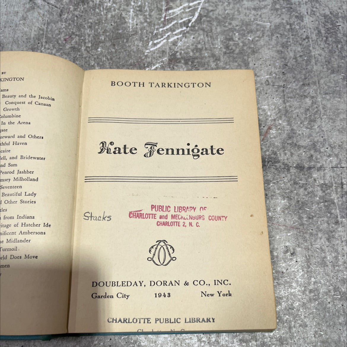 beauty and the jacobin conquest of canaan book, by booth tarkington, 1943 Hardcover image 2