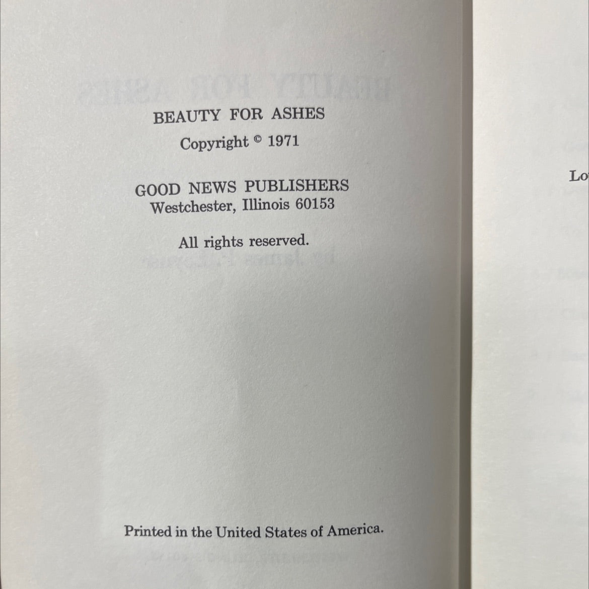 beauty for ashes book, by James P. Leynse, 1971 Hardcover image 3