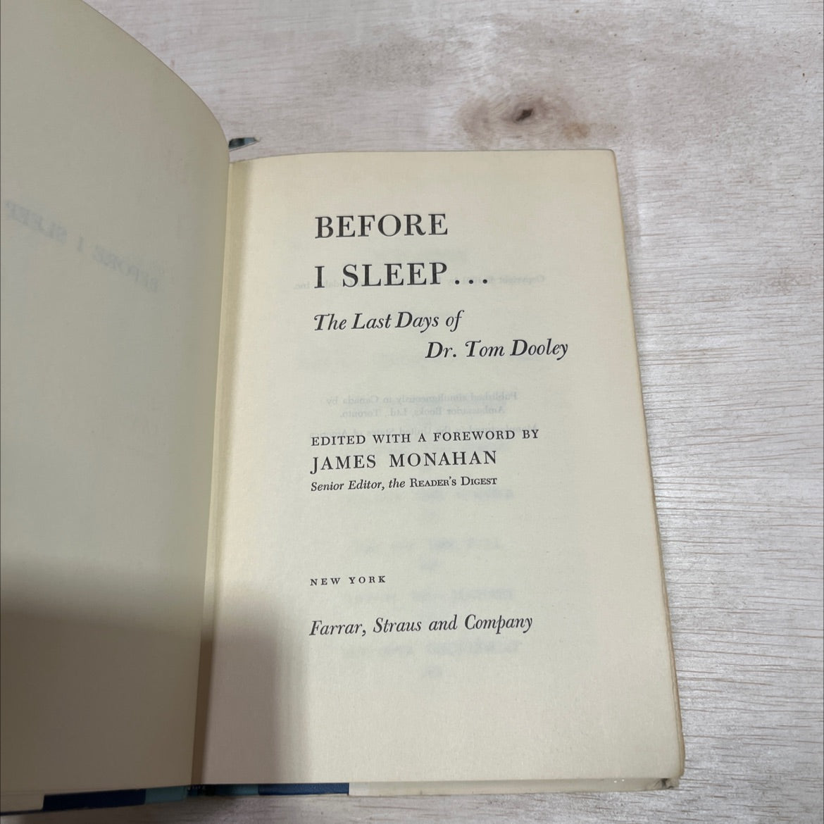before i sleep... the last days of dr. tom dooley book, by dr. tom dooley, 1961 Hardcover image 2