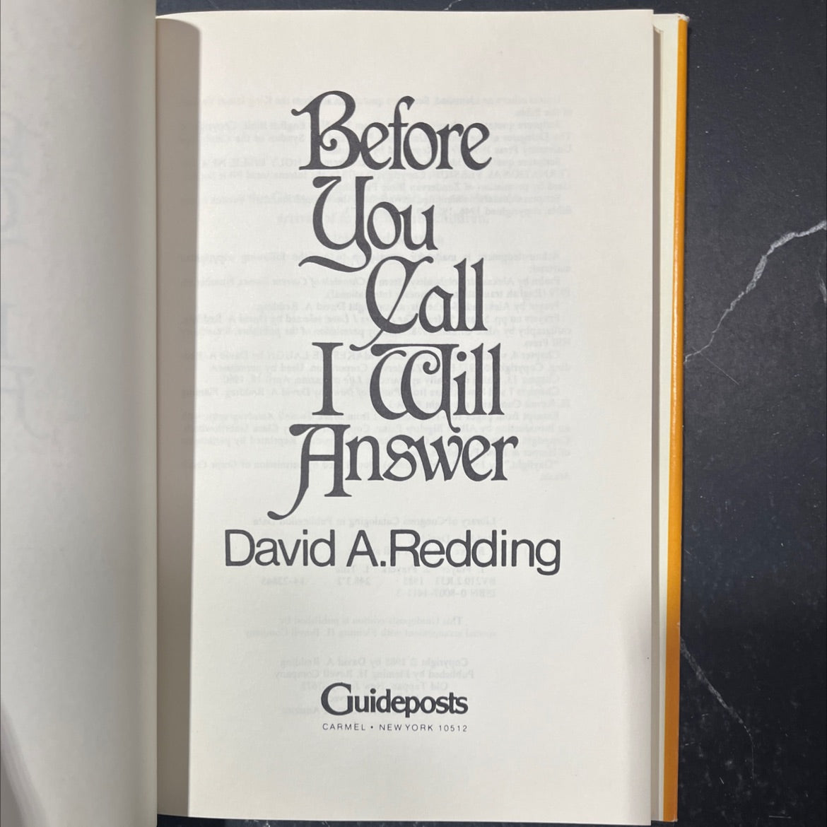 before you call i will answer book, by david a. redding, 1985 Hardcover image 2