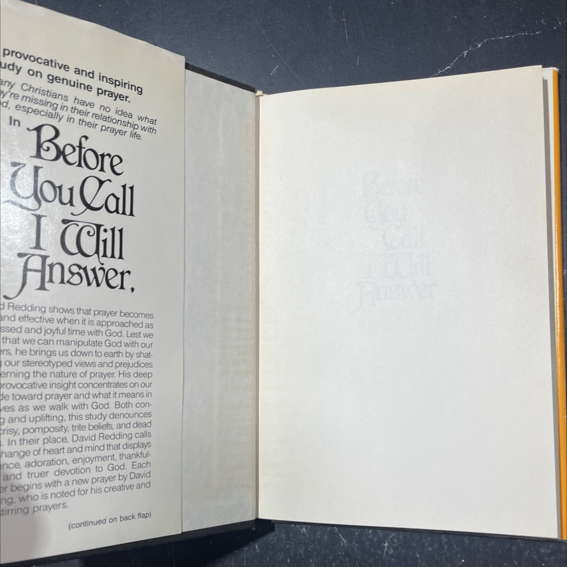 before you call i will answer book, by david a. redding, 1985 Hardcover image 4