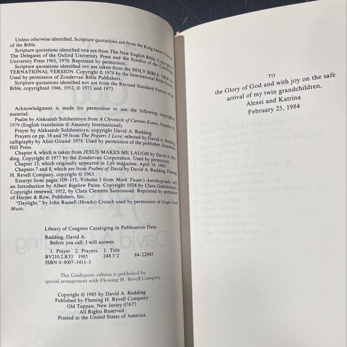 before you call i will answer book, by david a. redding, 1985 Hardcover image 3