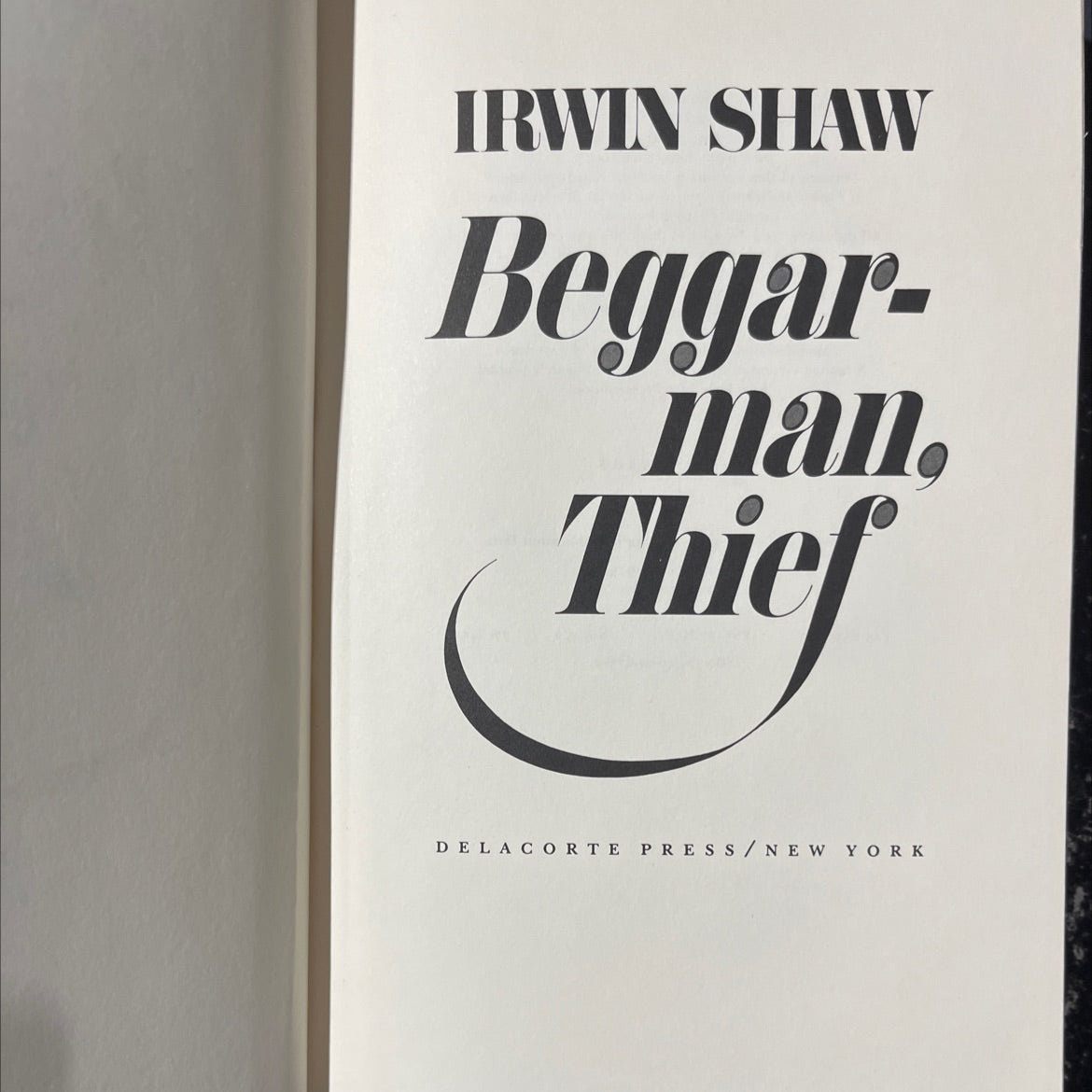 beggar-man, thief book, by Irwin Shaw, 1977 Hardcover image 2