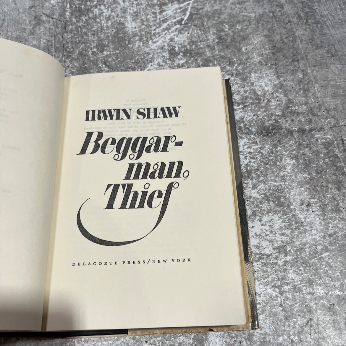 beggar-man, thief book, by irwin shaw, 1977 Hardcover image 2