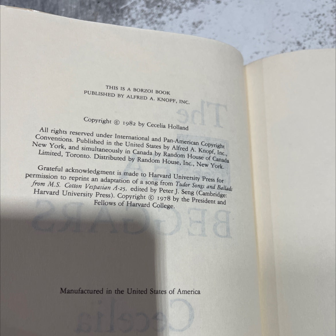 beggars book, by Cecelia Holland, 1982 Hardcover image 3