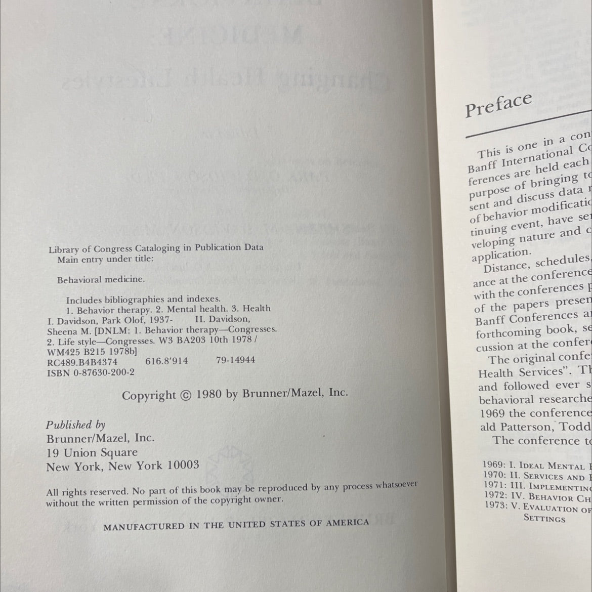 behavioral medicine: changing health lifestyles book, by park o. davidson, sheena m. davidson, 1980 Hardcover image 3