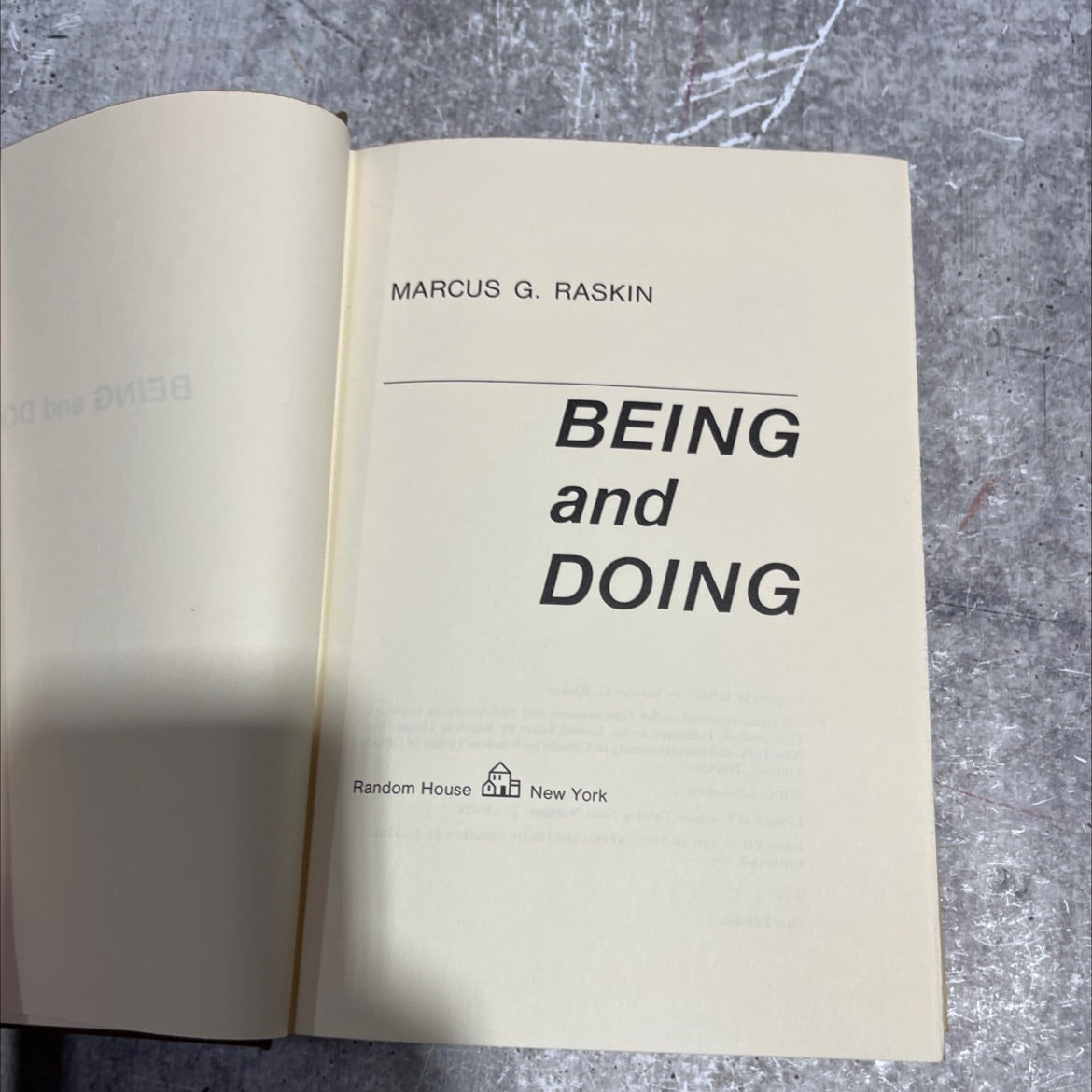 being and doing book, by Marcus G. Raskin, 1971 Hardcover image 2