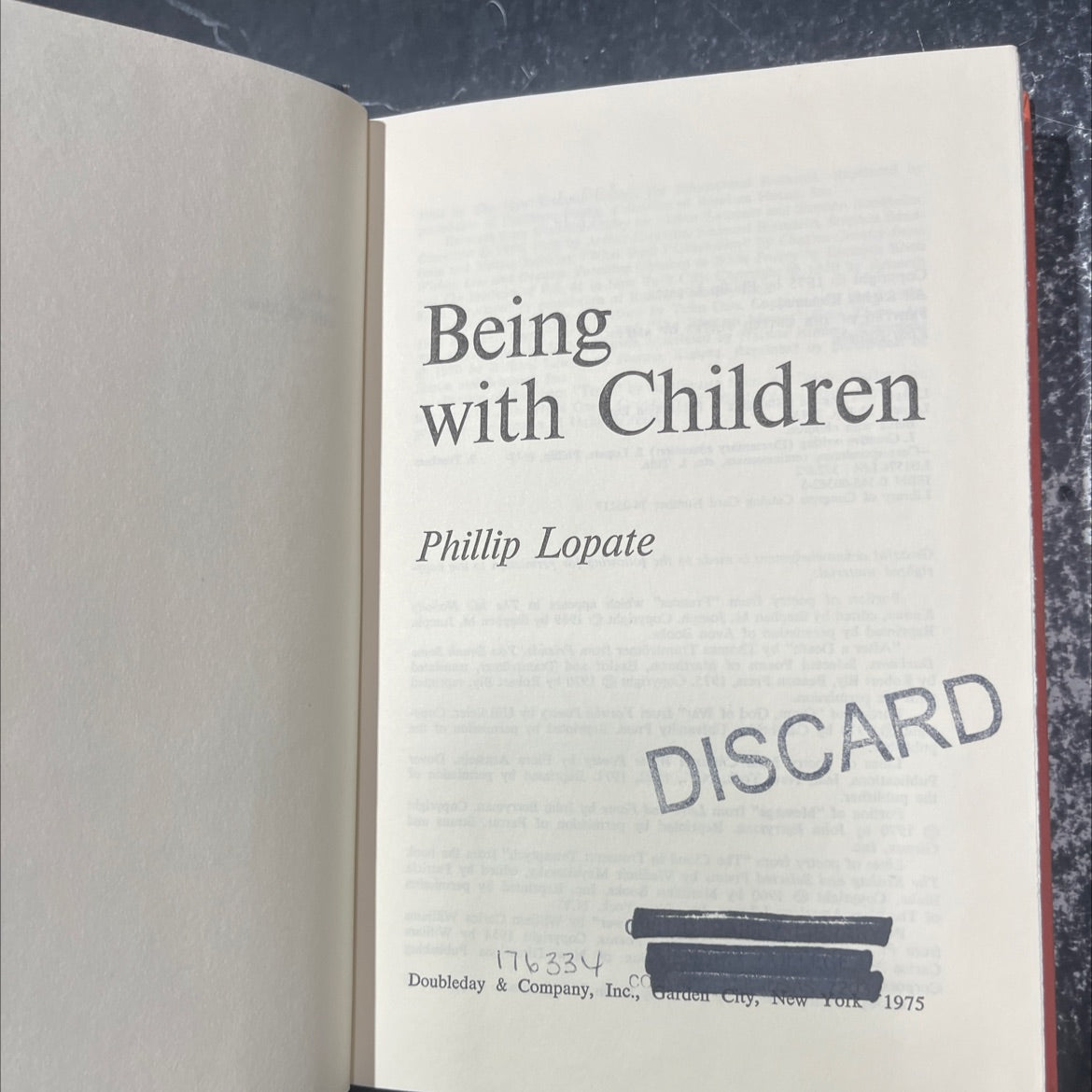 being with children book, by Phillip Lopate, 1975 Hardcover image 2