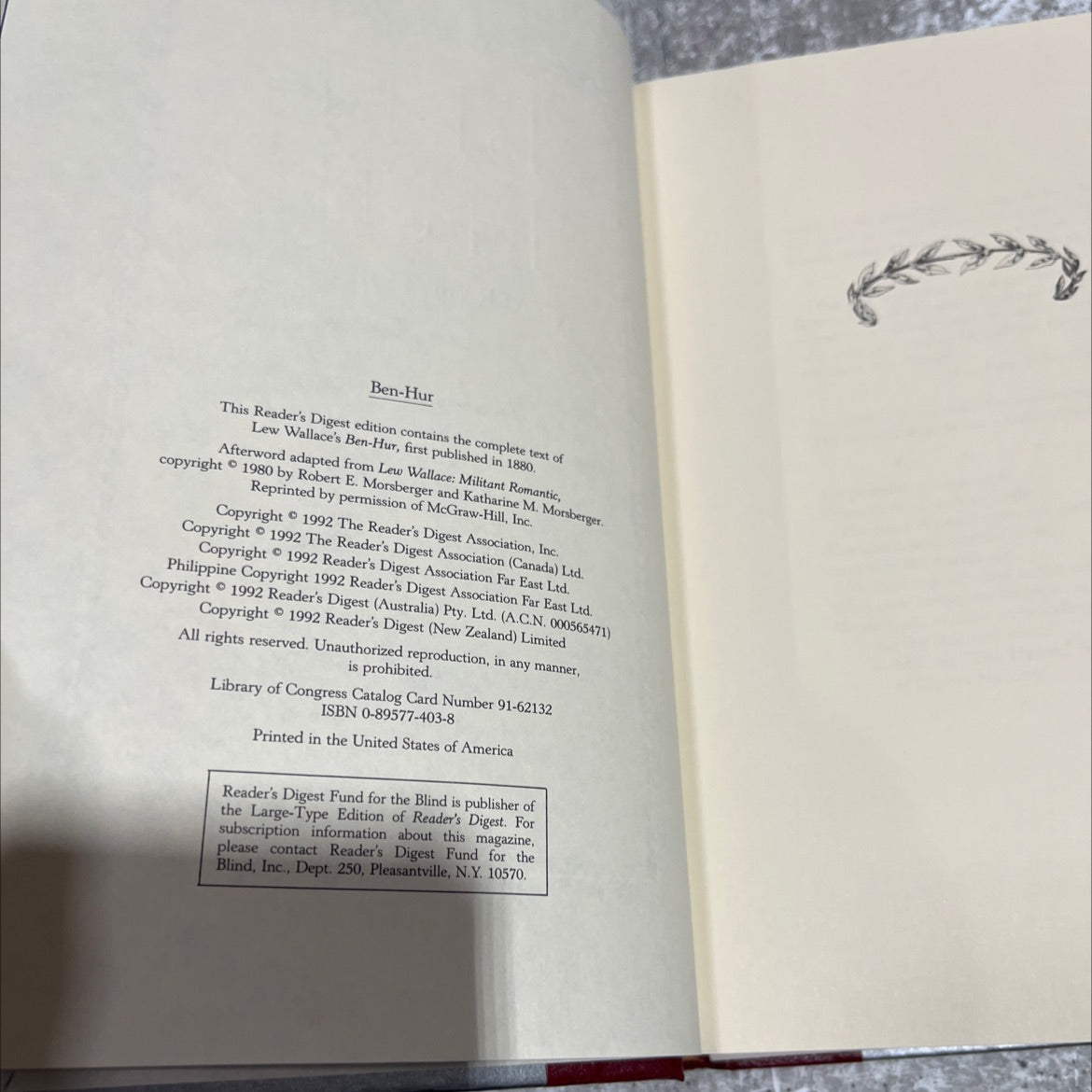 ben hur a tale of the christ book, by Lew Wallace, 1992 Hardcover image 3