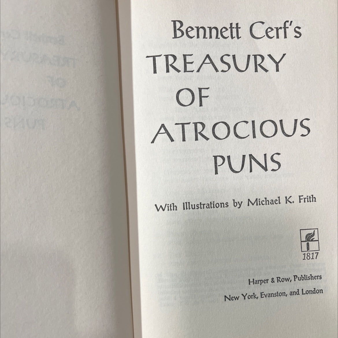 bennett cerf's treasury of atrocious puns book, by Bennett Cerf, 1968 Hardcover image 2