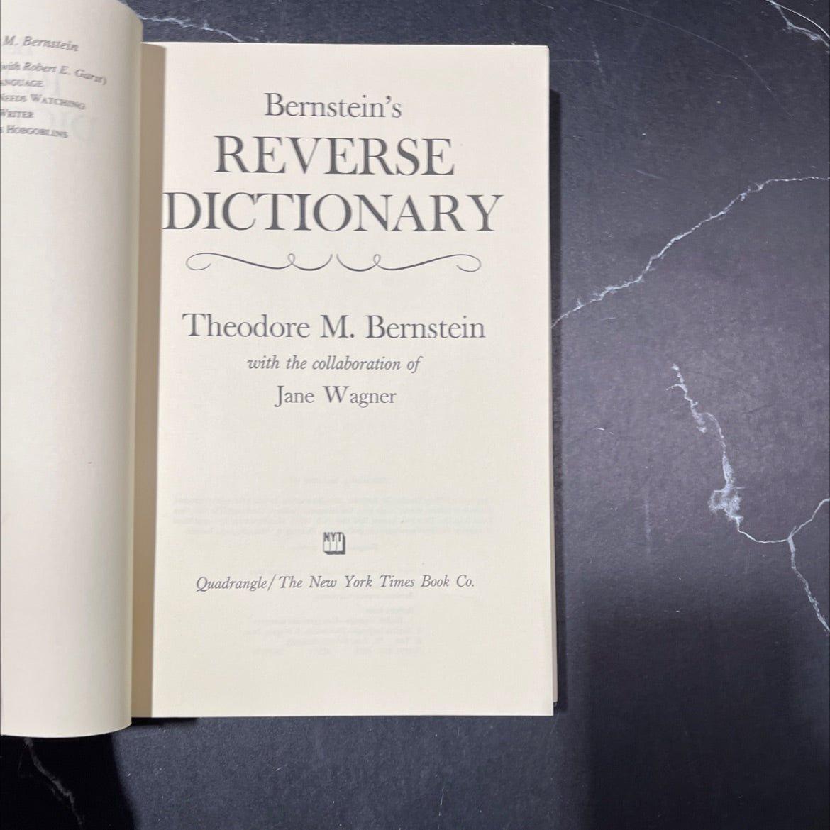 bernstein's reverse dictionary book, by Theodore M. Bernstein, 1977 Hardcover image 2