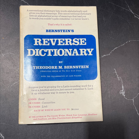 bernstein's reverse dictionary book, by Theodore M. Bernstein, 1977 Hardcover image 1