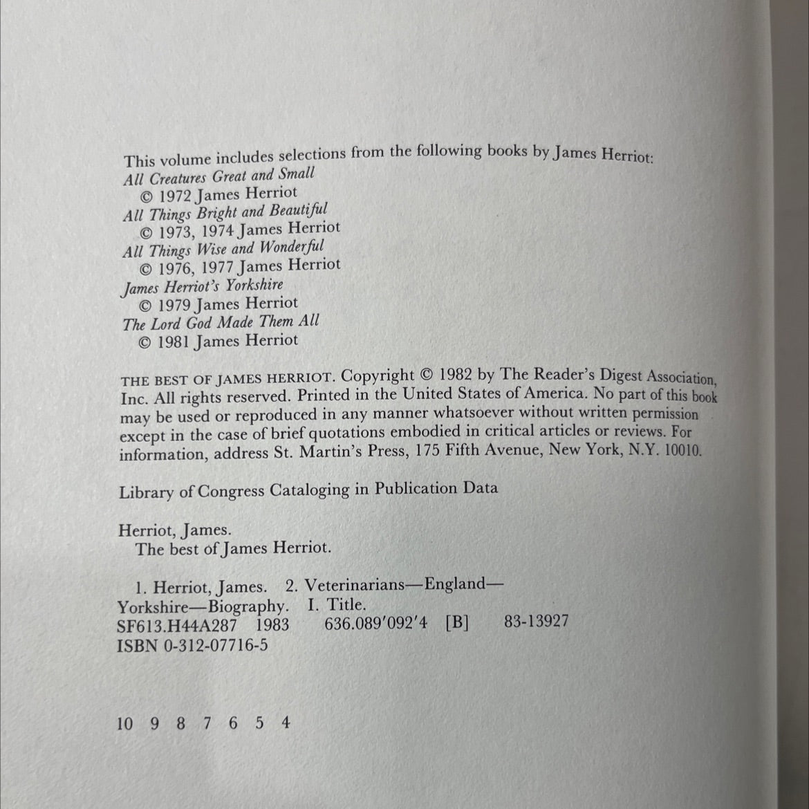 best of james herriot book, by James Herriot, 1982 Hardcover image 3