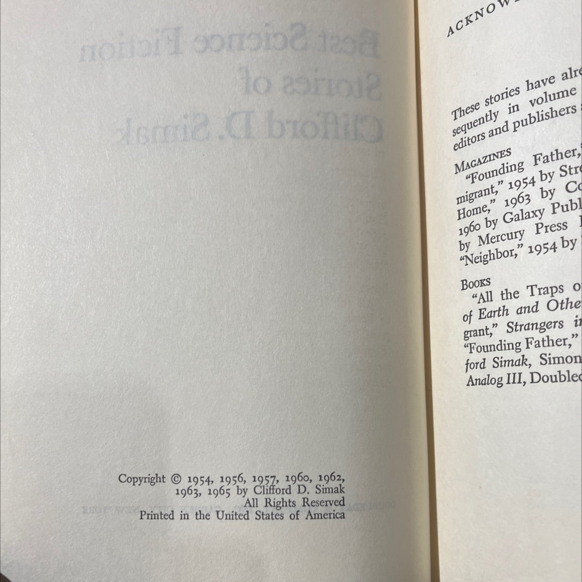best science fiction stories of clifford d. simak book, by clifford d. simak, 1965 Hardcover image 3