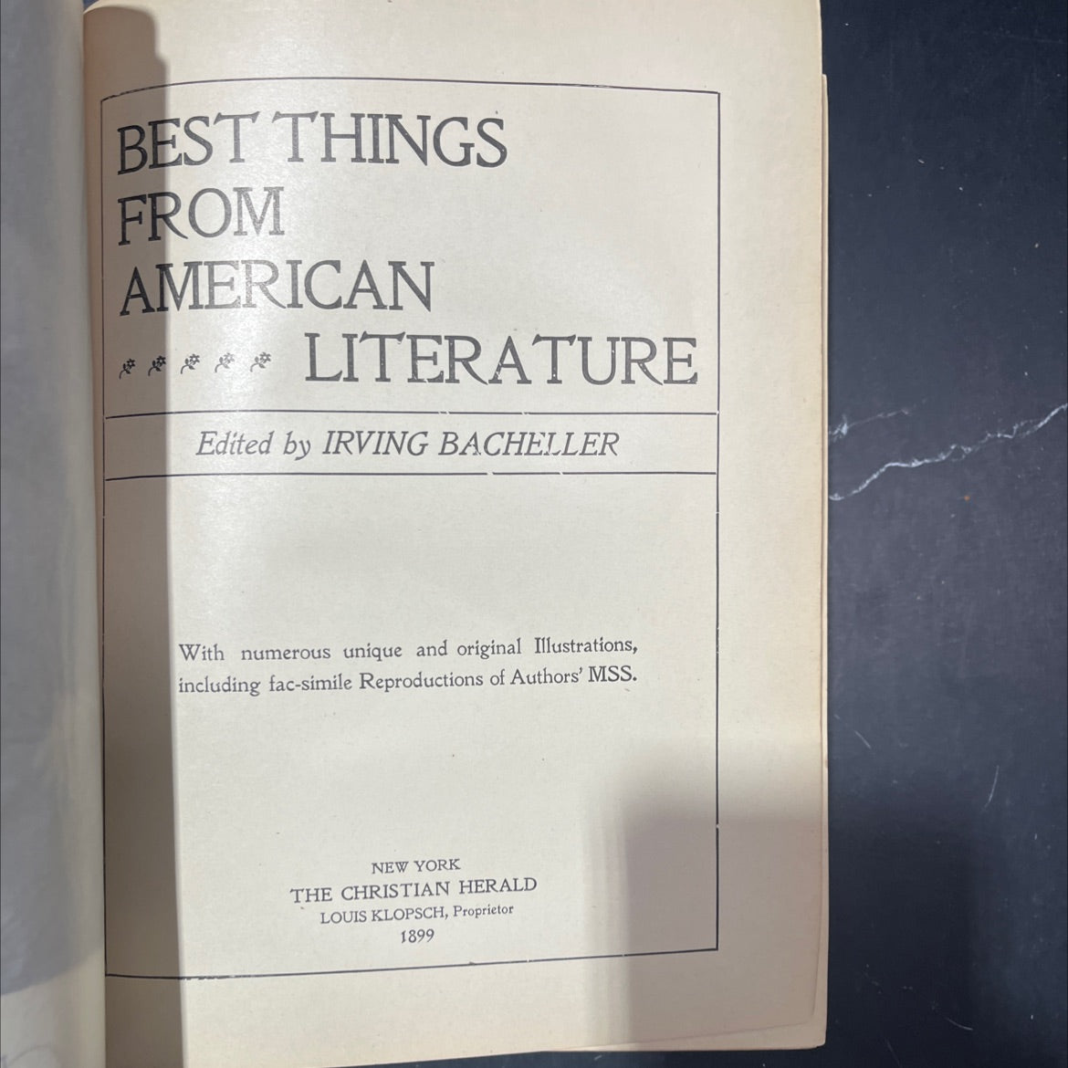 best things from american literature book, by irving bacheller, 1899 Hardcover image 2