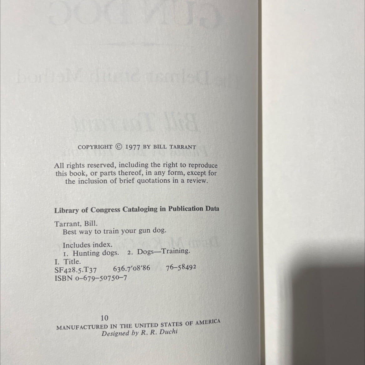 SIGNED best way to train your gun dog book, by Bill Tarrant, 1977 Hardcover image 3