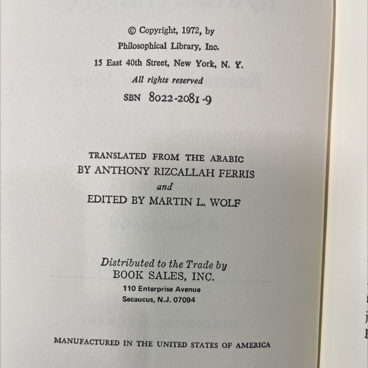 between night and morn book, by kahlil gibran, 1972 Hardcover image 3