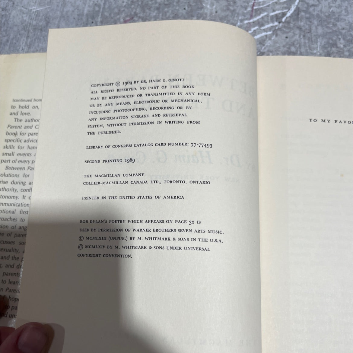 between parent and teenager book, by Dr. Haim G. Ginott, 1969 Hardcover image 3